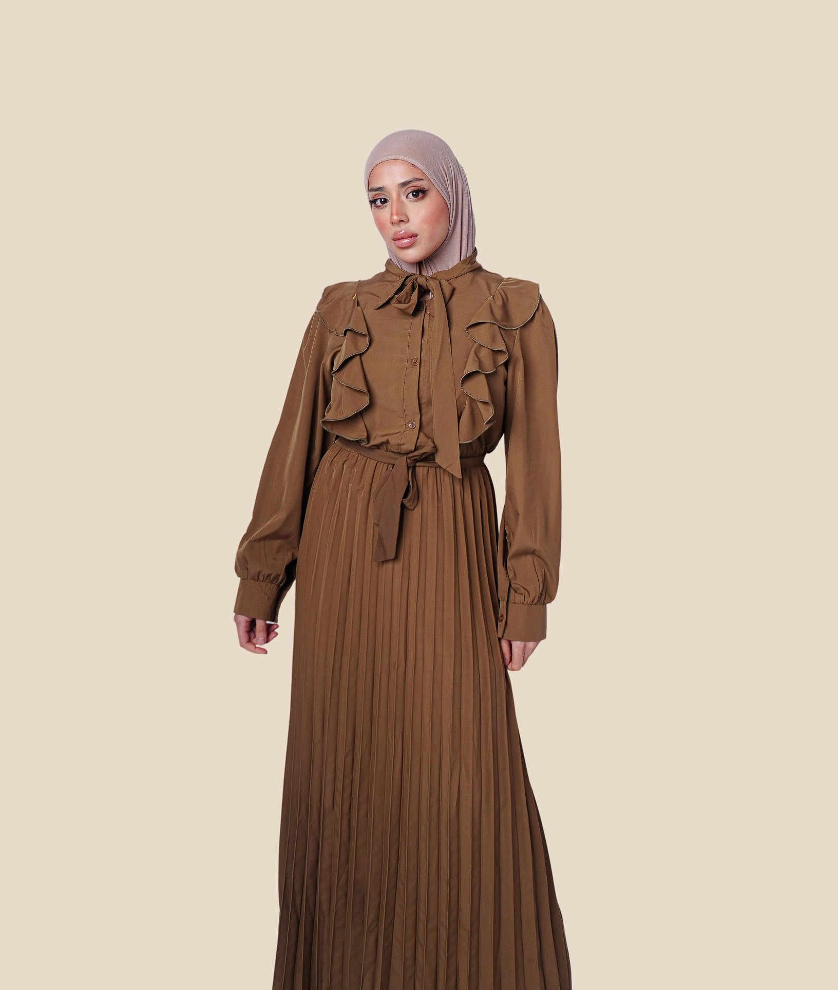 The Modest Mum Pleated Breastfeeding Dress in Olive