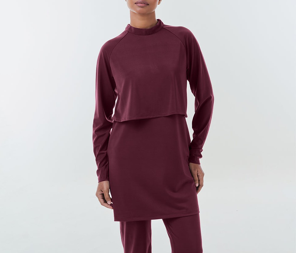Cape Swimwear Top in Burgundy